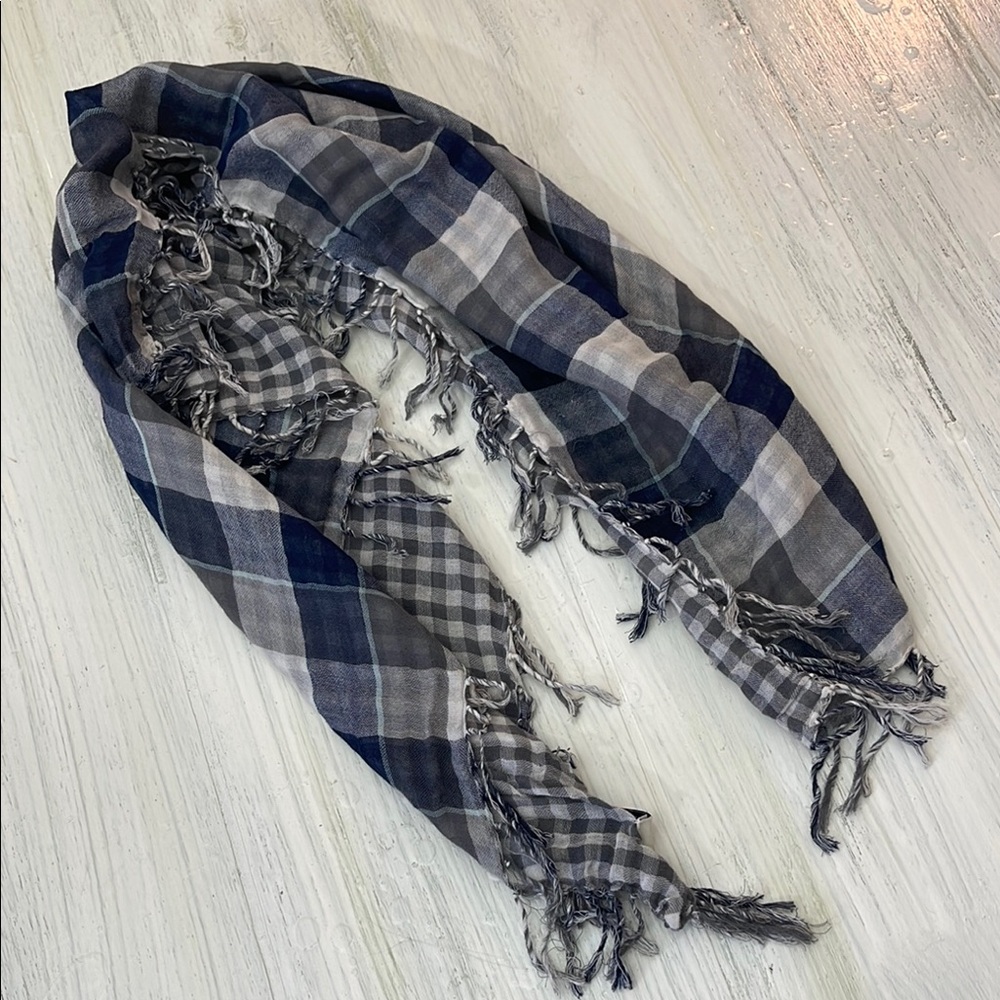 Abercrombie Blue and Gray Checkered Scarf